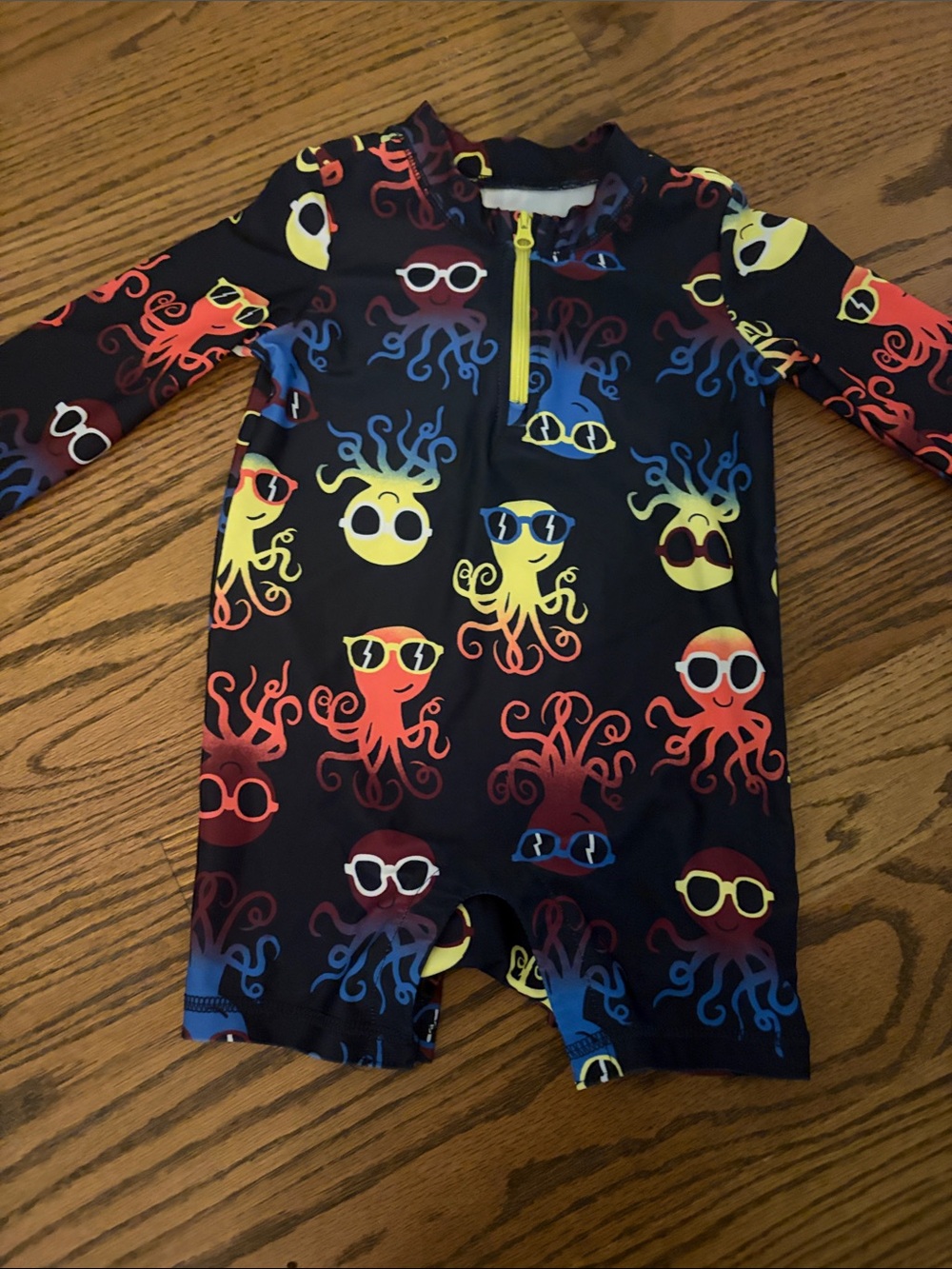 GAP Kids Long Sleeve Octopus Rashguard - Black with Red, Yellow, Blue